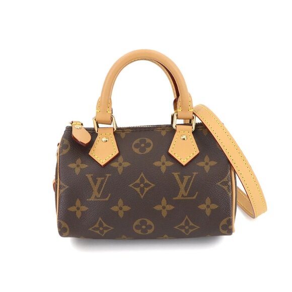LOUIS VUITTON Monogram Nano Speedy 2way Hand Shoulder Bag Brown M81085 90288226 - Picture 1 of 10